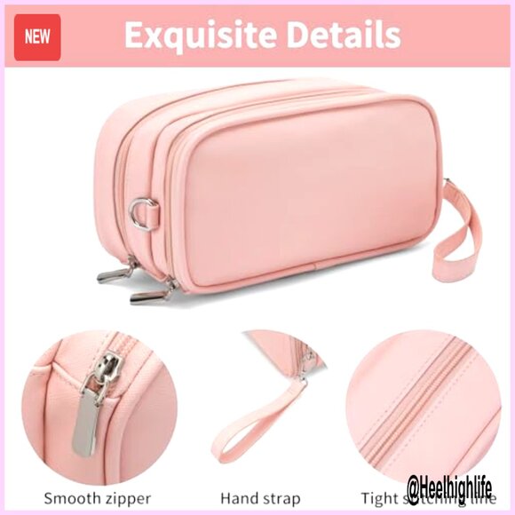 Large Waterproof Makeup Bag with Brush Holder, Travel Toiletry Organizer - Picture 5 of 6